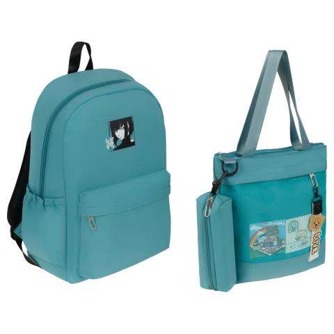Рюкзак MESHU Kawaii 43*30*13см с пеналом и шоппером MS_57785