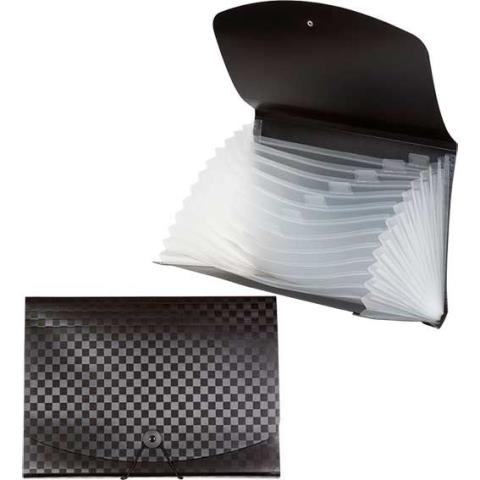 Папка с 13 отд. deVENTE 3078425 Total Black DL на кнопке travel-size черная