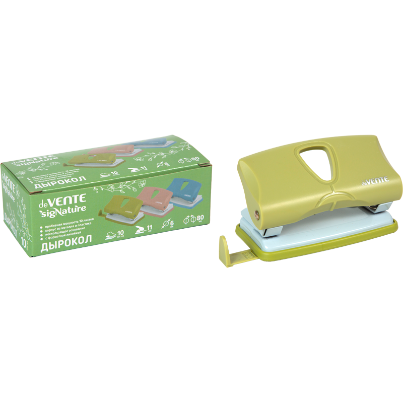 Дырокол 20 л. deVENTE.sigNATURE оливковый 4020511