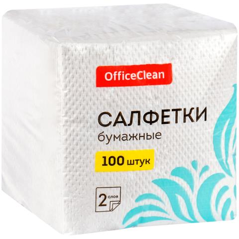 Салфетки бумажные OfficeClean 24х24 белые 2-слойные 100 шт. 309849