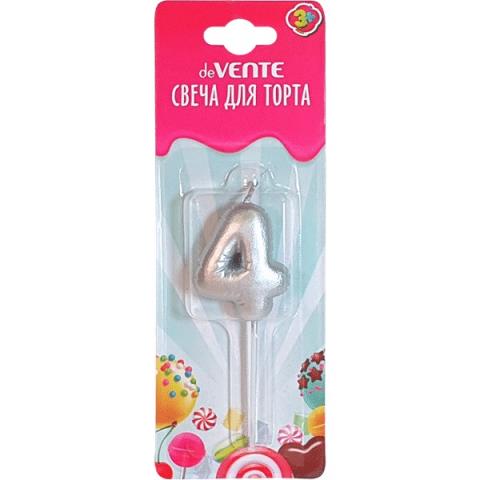 Свеча-цифра "4" deVENTE 9060017 Воздушный шарик серебро Свеча-цифра "4" deVENTE 9060017 Воздушный шарик серебро