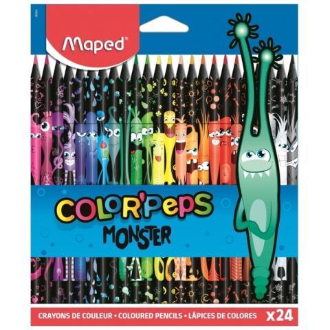 Карандаши цв. 24 цв. пластиковые Maped Black Monster 862624 Карандаши цв. 24 цв. пластиковые Maped Black Monster 862624