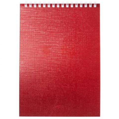 Блокнот А5 80 л. (спираль) Metallic красный бумвинил 80Б5бвВ1гр