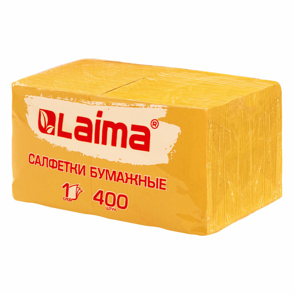 Салфетки бумажные 400шт Laima 24х24 желтые Laima 114726