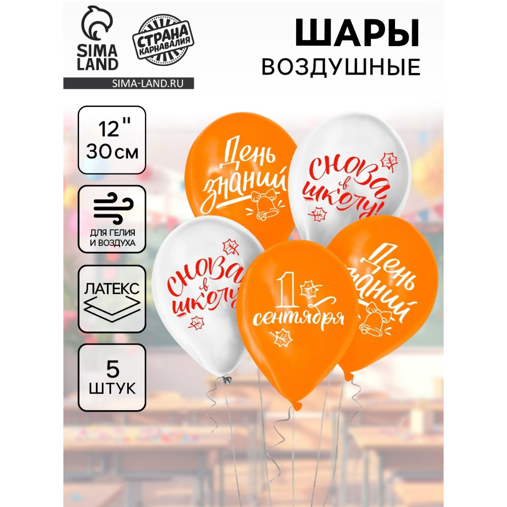 Шарики возд. 5 шт. День Знаний 12" 5035581