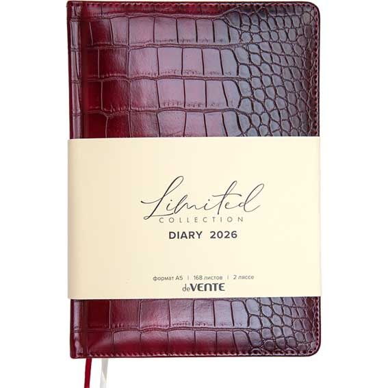 Ежедневник А5 deVENTE 2232661 Belcanto бордо 2026