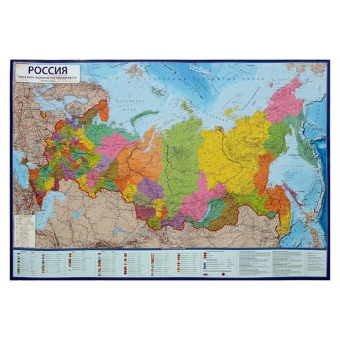 Карта России Политико-администр. 1:4,5М 134х198 КН094 интерактивная
