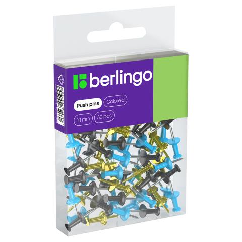 Кнопки-гвоздики 50 шт. Berlingo PN5030g голубой+золото Кнопки-гвоздики 50 шт. Berlingo PN5030g голубой+золото