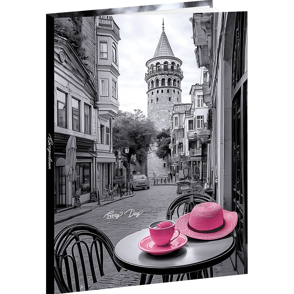 Ежедневник А5 80 л. П-П Розовые чашка и шляпка 7БЦ 80-6760