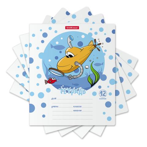 Тетрадь 12 л. (клетка) ErichKrause Funny Submarine 58237 MIX