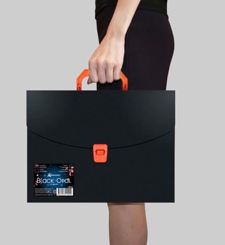 Портфель Бюрократ Black Opal BLPP01OR 1 отдел. A4 пластик 0.7мм черный/оранжевый 1481690