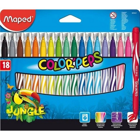 Фломастер 18 цв. Maped JUNGLE смываем. 845421