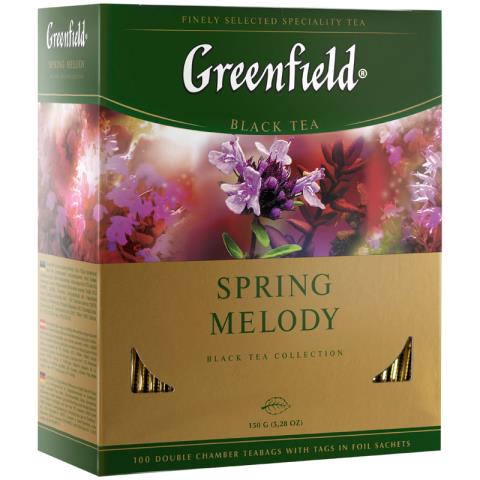 Чай Greenfield Spring Melody черный с мятой чабрец 100 пакет. 1065-09