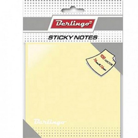 Стикеры 76х76 мм 100л. Berlingo HN7676Ge желтый