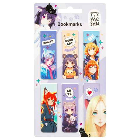 Закладки магнитные 6 шт MESHU MS_58945 Neko Закладки магнитные 6 шт MESHU MS_58945 Neko