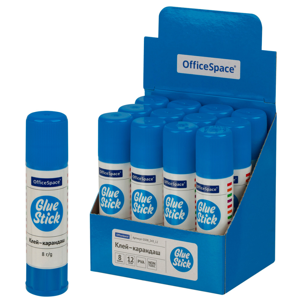 Клей-карандаш 8 гр. OfficeSpace GS08_243_12 ПВА