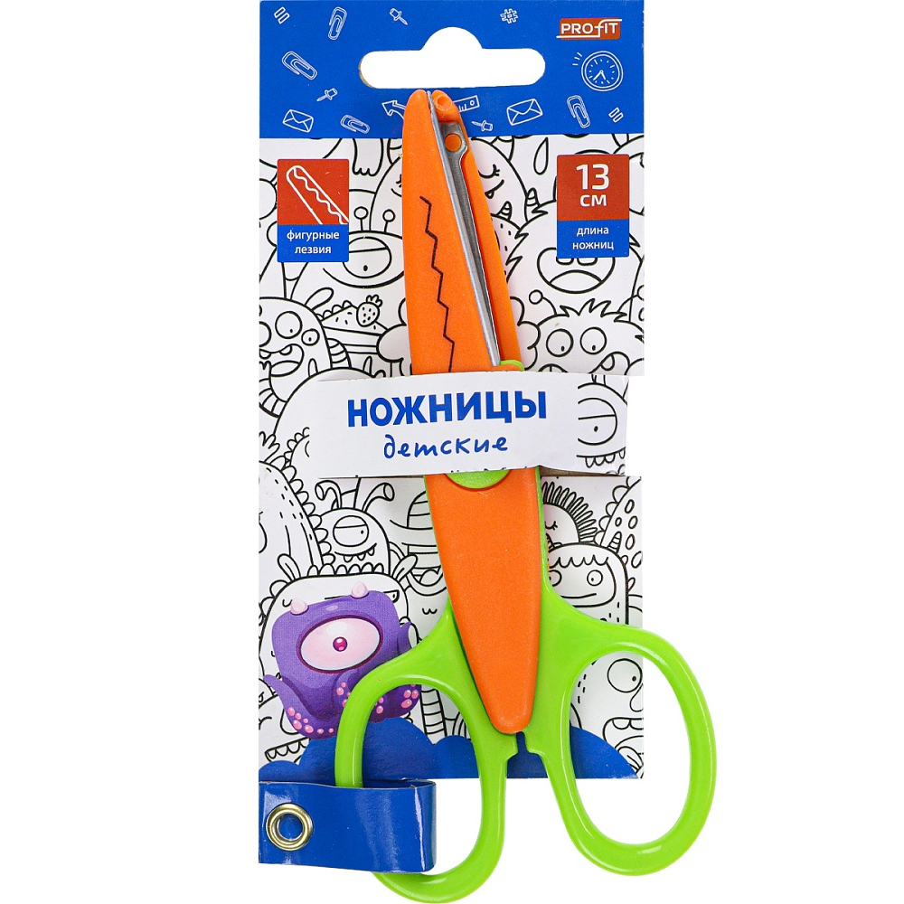 Ножницы 13 см детские Монстрики с фигур. лезвиями НЖ-1153