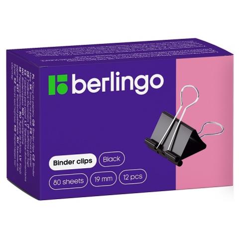 Зажим канц. 19 мм Berlingo ВС1219  80л (ЦЕНА ЗА УПАКОВКУ 12 шт)