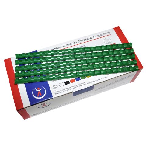 Гребенка 38 мм. д/переплета зеленый 50 шт. 2158