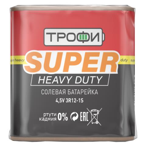 Батарейка 3R12-1S ТРОФИ Super 1 шт. Heavy Duty Zinc