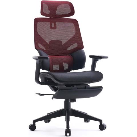 Кресло Cactus CS-CHR-MC01-RDBK красное сетка/эко.кожа с подголов. крестов. пластик подст.д/ног Кресло Cactus CS-CHR-MC01-RDBK красное сетка/эко.кожа с подголов. крестов. пластик подст.д/ног