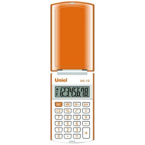 Калькулятор карман. UNIEL UK-12О 8 разр. оранж 102х60х12мм