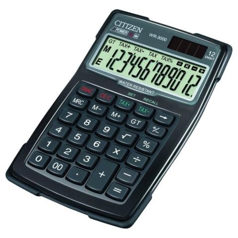 Калькулятор настольный CITIZEN WR-3000 12 разр. 106х152 черный водонепрониц.