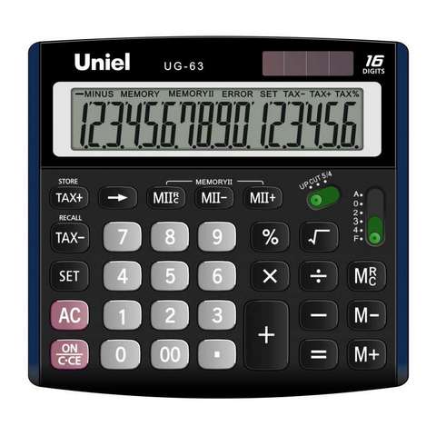 Калькулятор настольный UNIEL UG-63 16 разр. Калькулятор настольный UNIEL UG-63 16 разр.