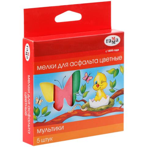Мел цветной 5 шт. Гамма Мультики квадр. Дла асфальта 2304191