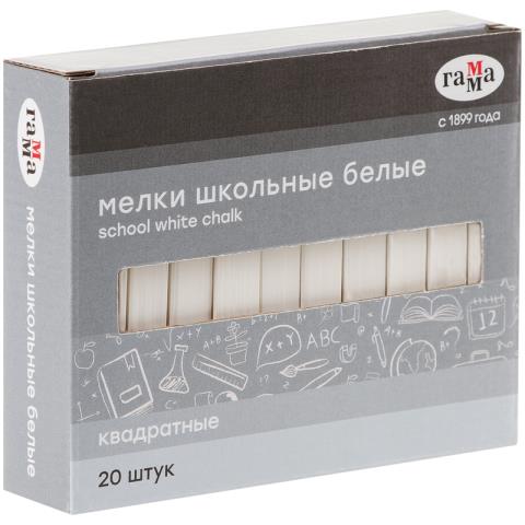 Мел белый 20 шт. Гамма квадрат мягкий 2308195 Мел белый 20 шт. Гамма квадрат мягкий 2308195