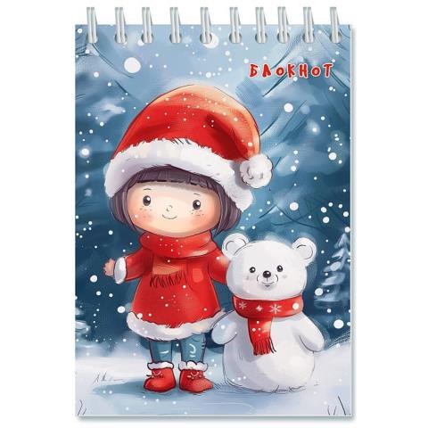 Блокнот А6 48 л. (спираль) Девочка с медвежонком С0115-124