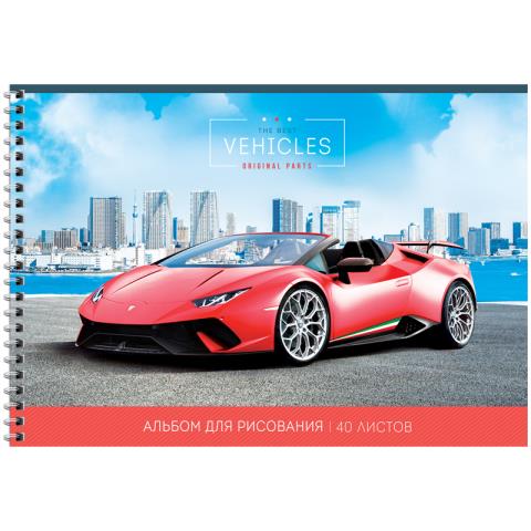 Альбом д\рис. 40 л. (спираль) ArtSpace Авто Red car мел.картон  А40сп_36080