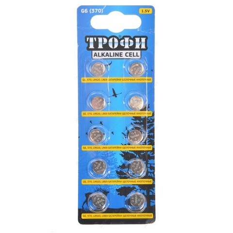 Батарейка G6 (370)  LR920, LR69 1 шт. ТРОФИ 