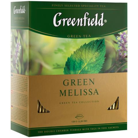 Чай Greenfield Green Melissa зеленый с мелиссой 100 пакет. 0879-08
