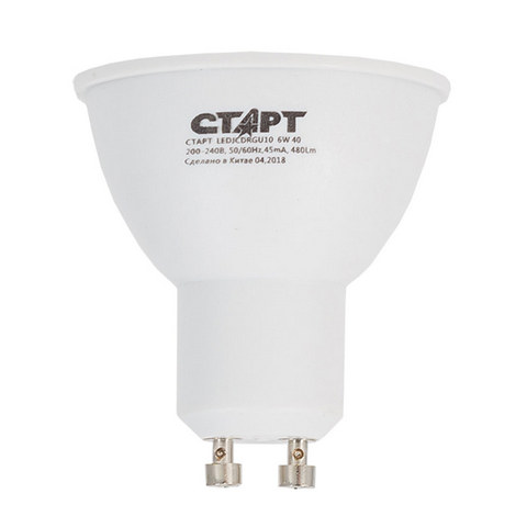 Лампочка Старт LED 6W40 GU10 холодный Лампочка Старт LED 6W40 GU10 холодный