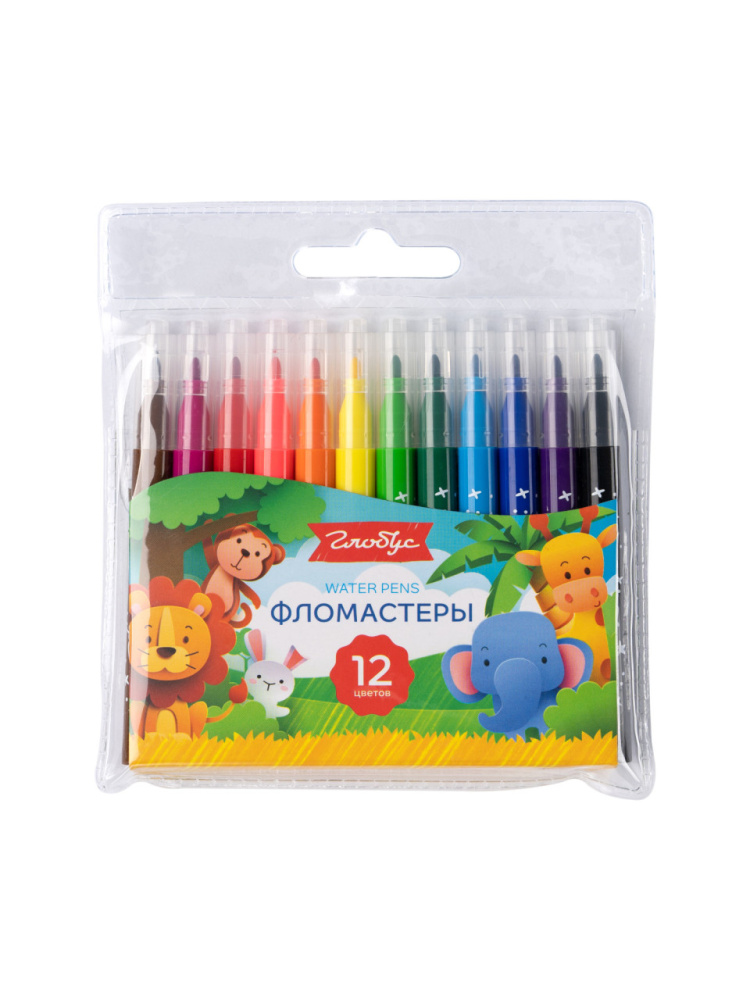 Фломастер 12 цв. Globus смываемые ПВХ, европодвес Ф12-01 mini