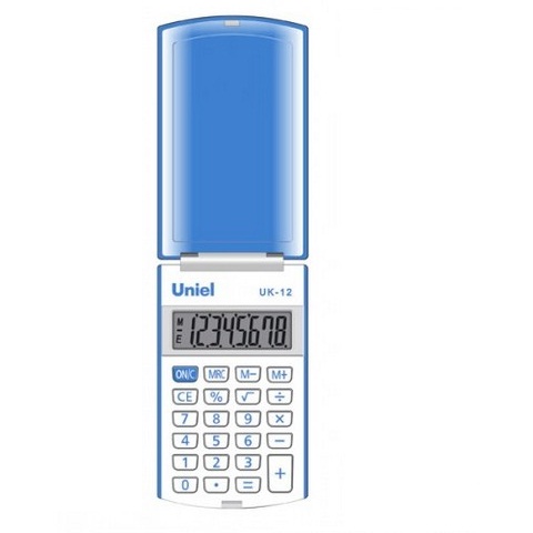 Калькулятор карман. UNIEL UK-12В 8-разр. голубой 102х60х12мм