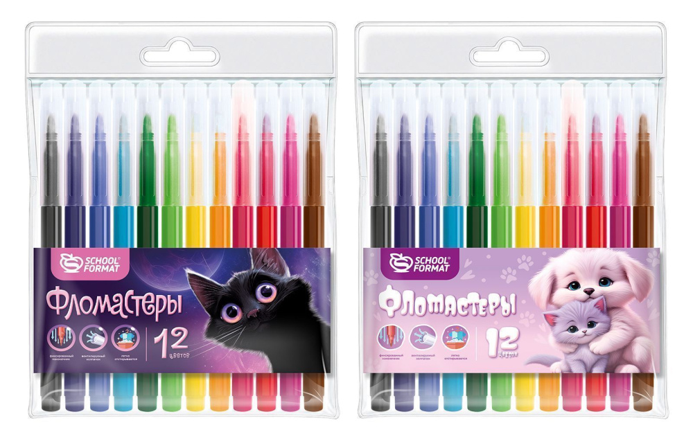 Фломастер 12 цв. Schoolformat Микс для девочек ФЛ12-МДВ