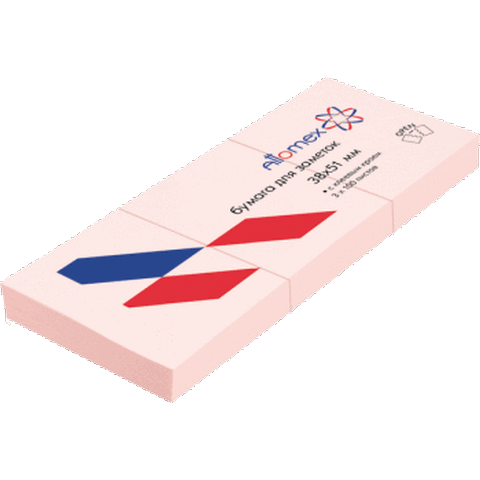 Стикеры 38х51 мм 100 л. Attomex розовая 2010705 (упаковка 3шт, не разбивать)