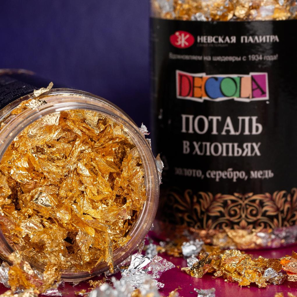 Поталь Decola в хлопьях 3 г. золото 206421739