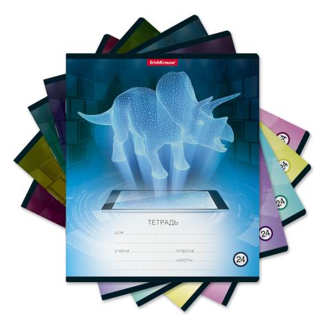 Тетрадь 24 л. (клетка) ErichKrause Digital Dino 49227  РАСПРОДАЖА