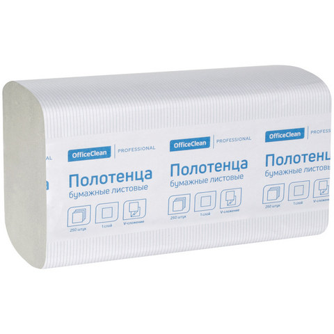 Полотенца бумажные OfficeClean ZZ(V)сл. H3 1сл. 250л. 21*21,6см. 262662