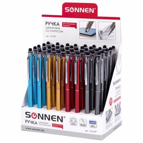 Ручка-стилус SONNEN для смартфонов/планшетов 1мм синяя ассорти 141587
