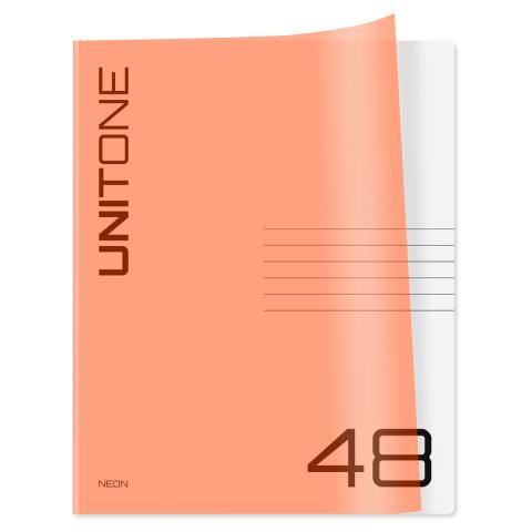 Тетрадь 48 л. (клетка) БиДжи UniTone. Neon пластиковая обложка неон оранжевая Т5ск48_12473