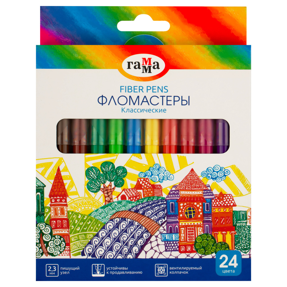 Фломастер 24 цв. Гамма Классические смываемые 291225_24