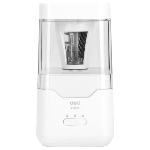 Точилка электрическая Deli E71202 белый (батарейки+USB) Точилка электрическая Deli E71202 белый (батарейки+USB)
