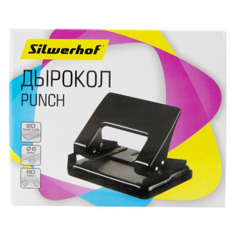 Дырокол 20 л. Silwerhof Daily металл черный 2072061 Дырокол 20 л. Silwerhof Daily металл черный 2072061