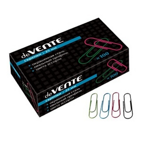 Скрепки 25 мм 100 шт deVENTE цветные 4135322