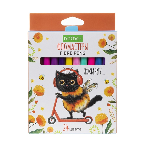 Фломастер 24 цв. Hatber ЖЖ-МЯУ Котошмель FP_093496