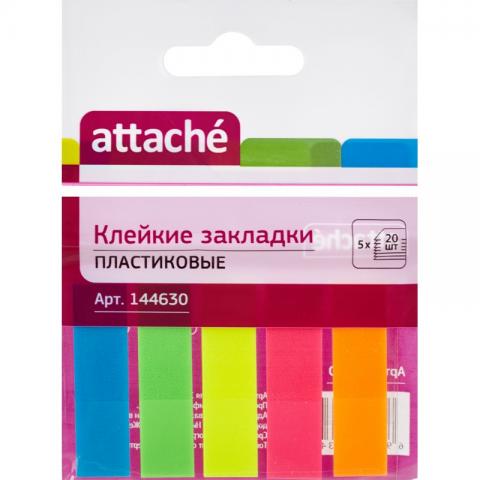 Стикеры - индексы пластик 12х45 5 цв. 20 л. Attache 144630